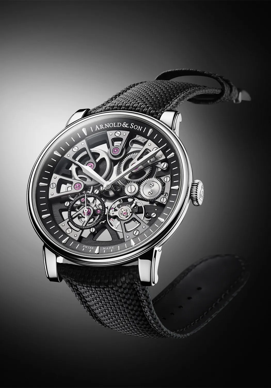 Arnold & Son Nebula 41.5 Steel Black on Strap