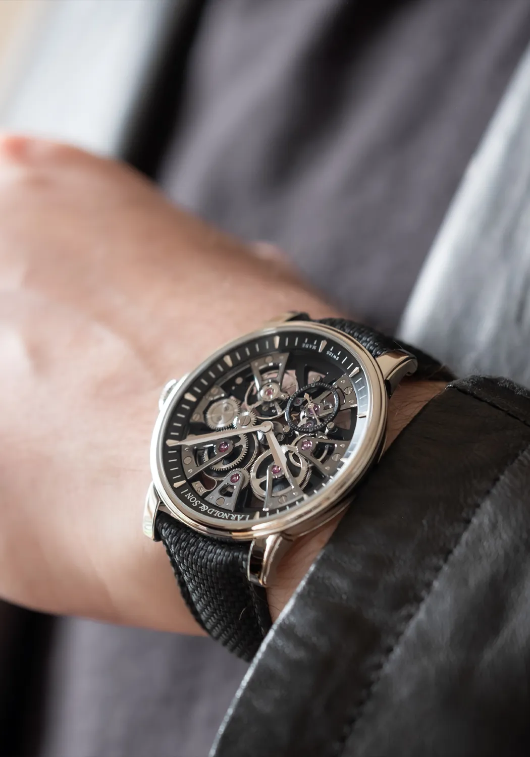 Arnold & Son Nebula 41.5 Steel Black on Strap