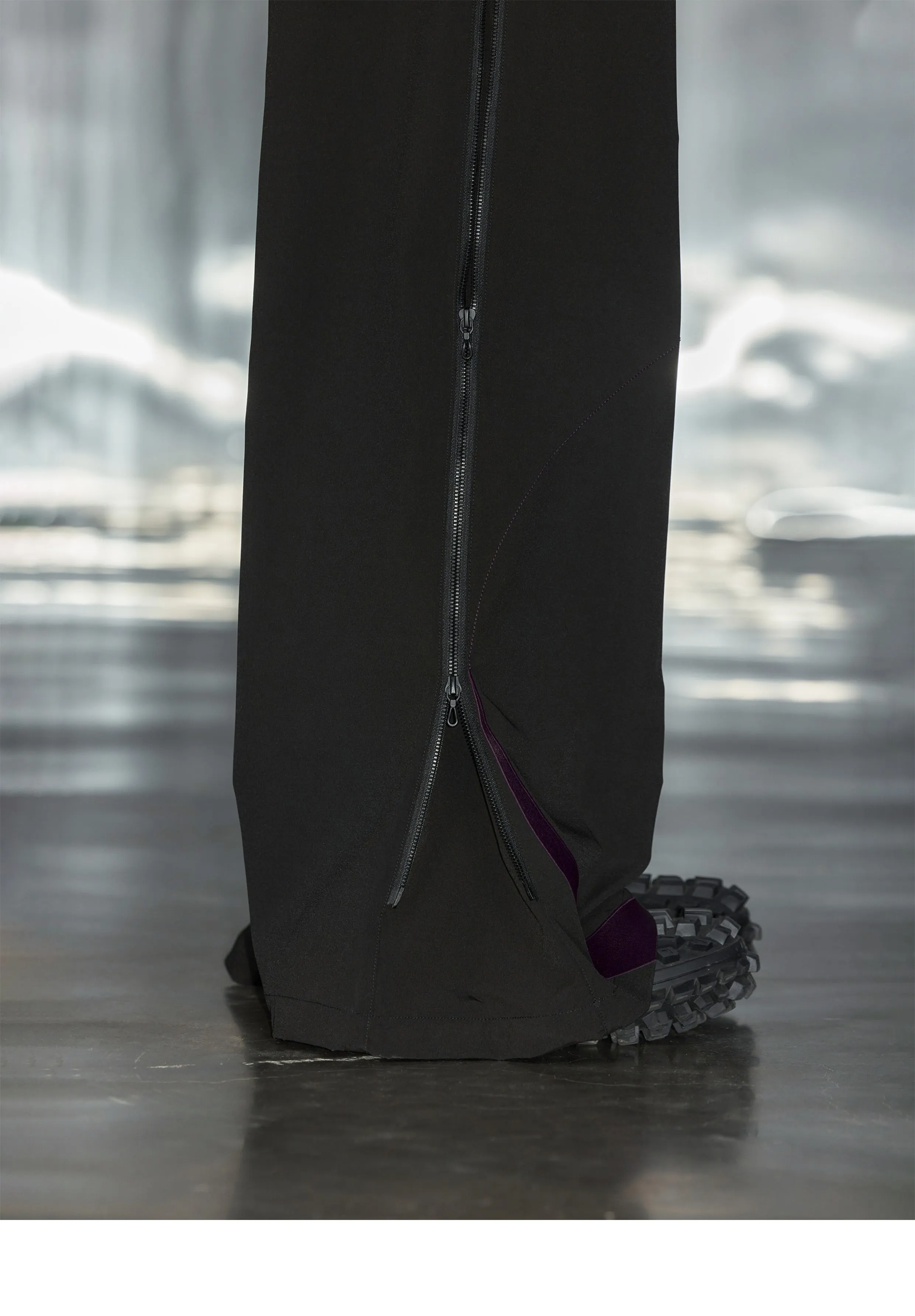 Side seam zipper wide leg casual pants