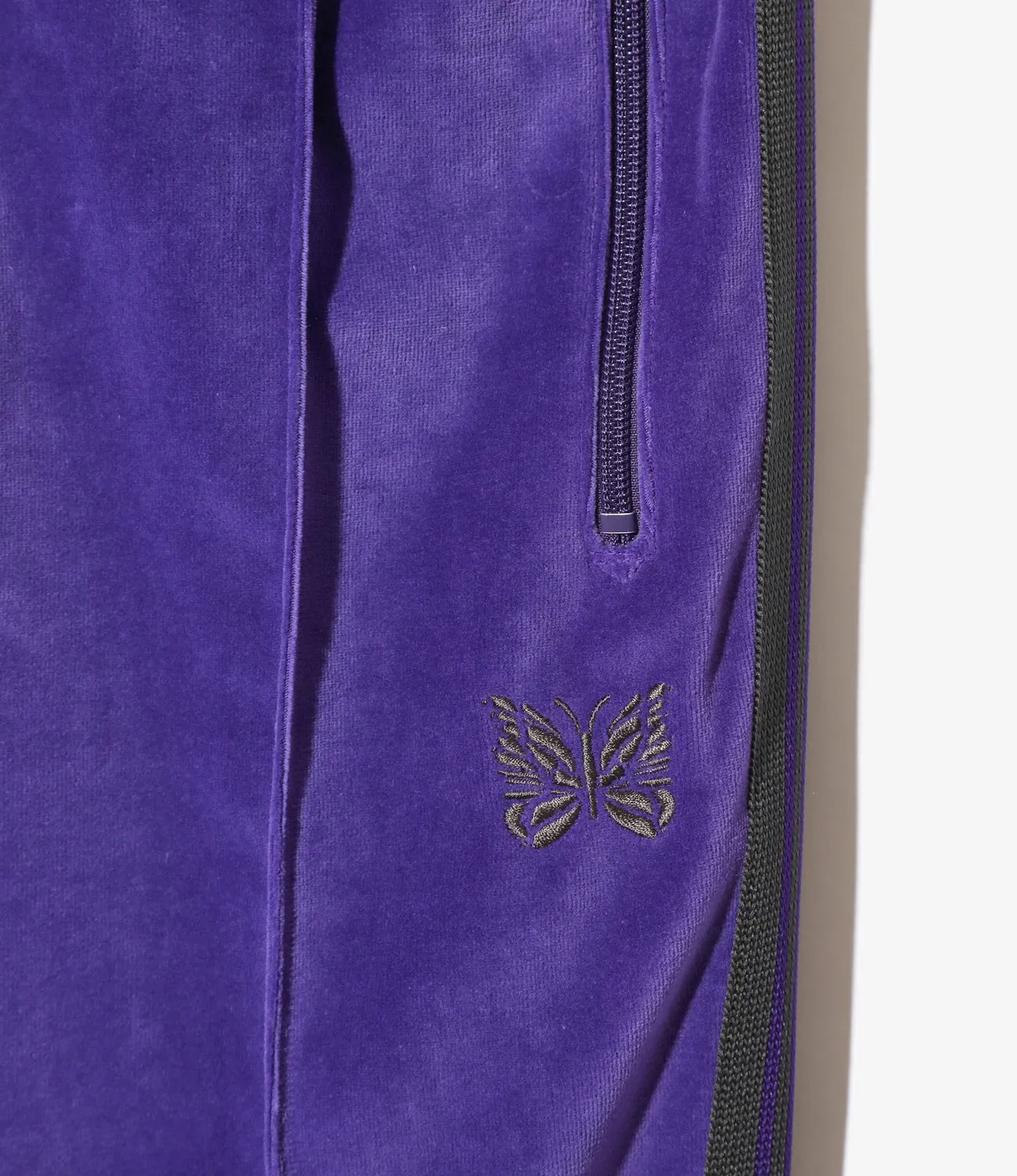 SIDE-STRIPE DETAIL VELVET TRACK PANTS