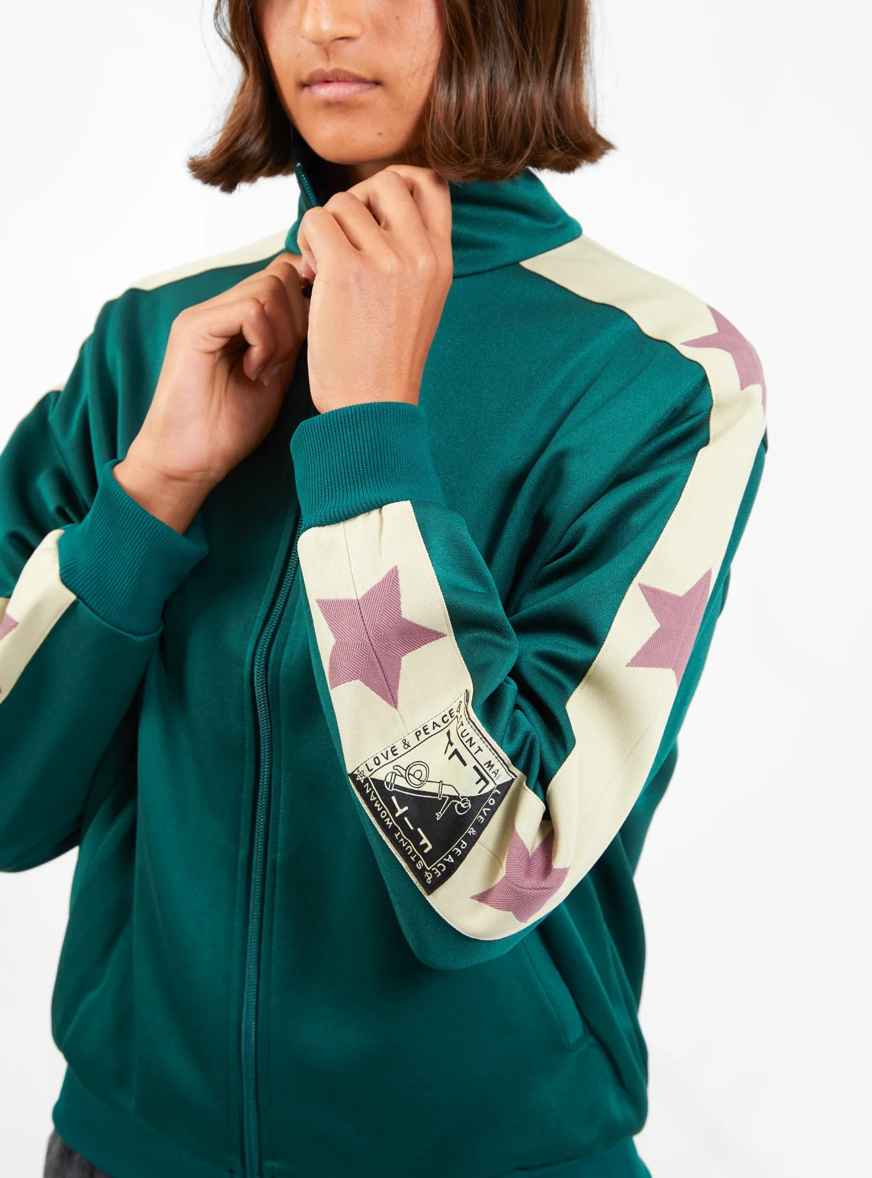 Stand Collar Track Jacket Green