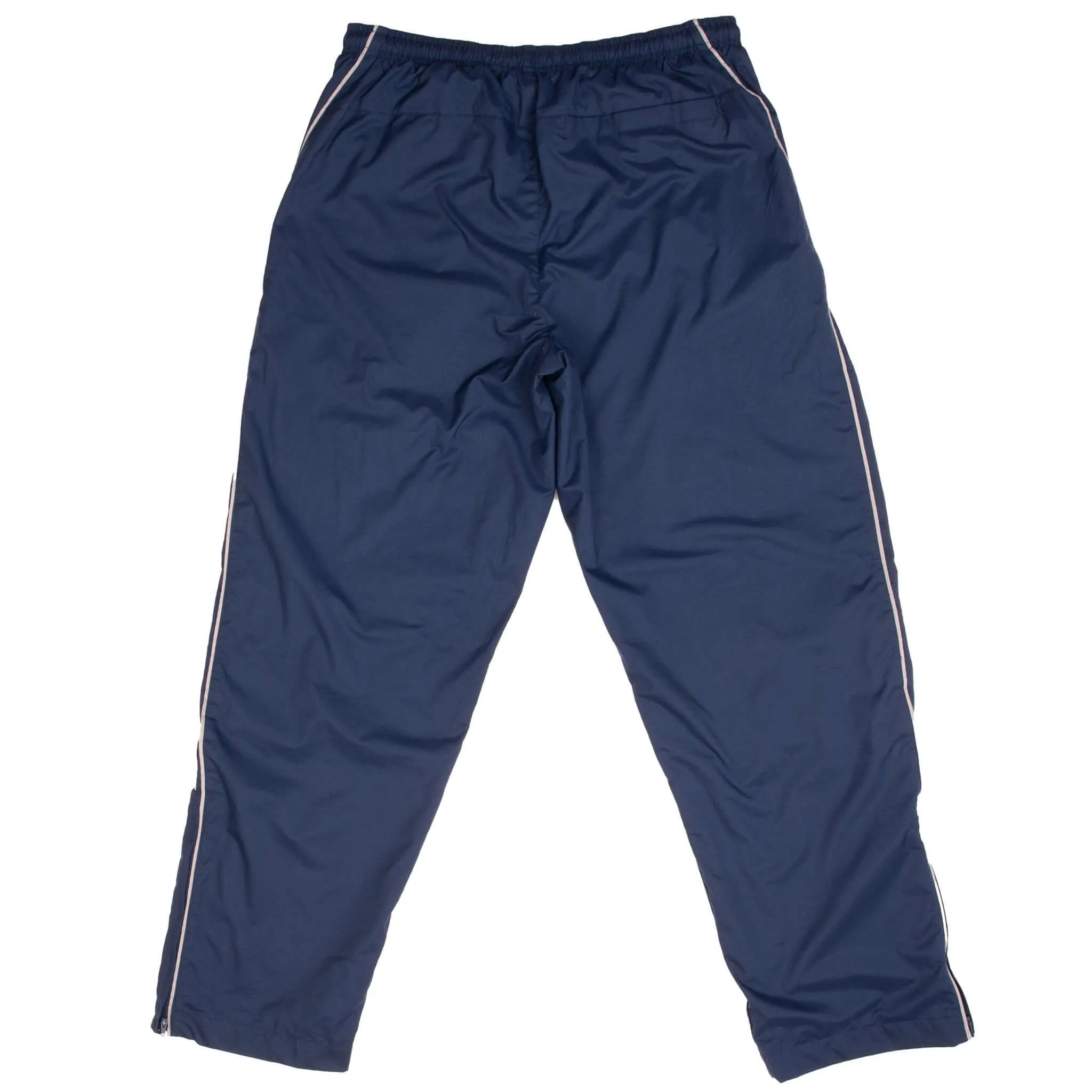 VINTAGE NIKE CLASSIC SWOOSH BLUE NYLON TRACK PANTS 2000S SIZE LARGE